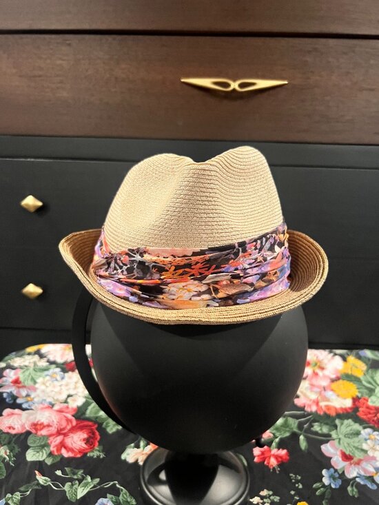 NWT Eugenia Kim Courtney Woven Straw Fedora Hat Floral Band main image 6